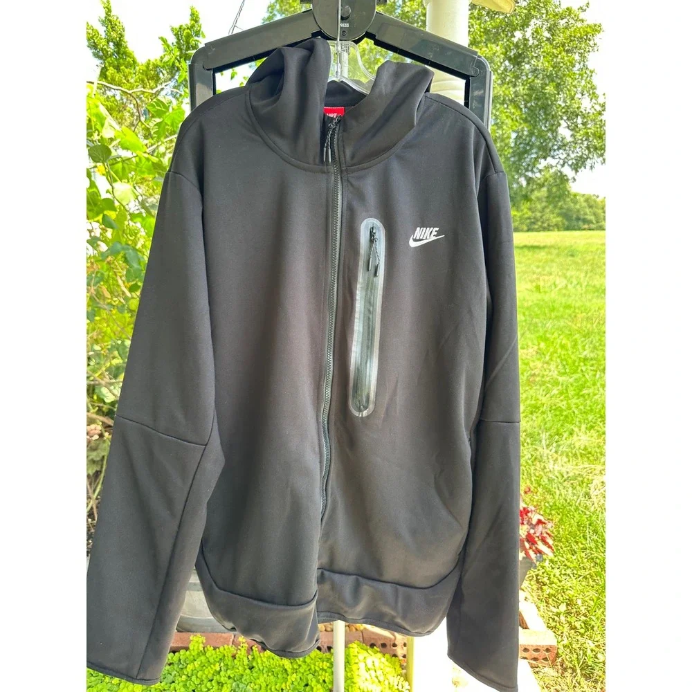 Men's Tech Fleece Full Zip Hoodie Black Jacket Bonded Pocket CU4489-010‎